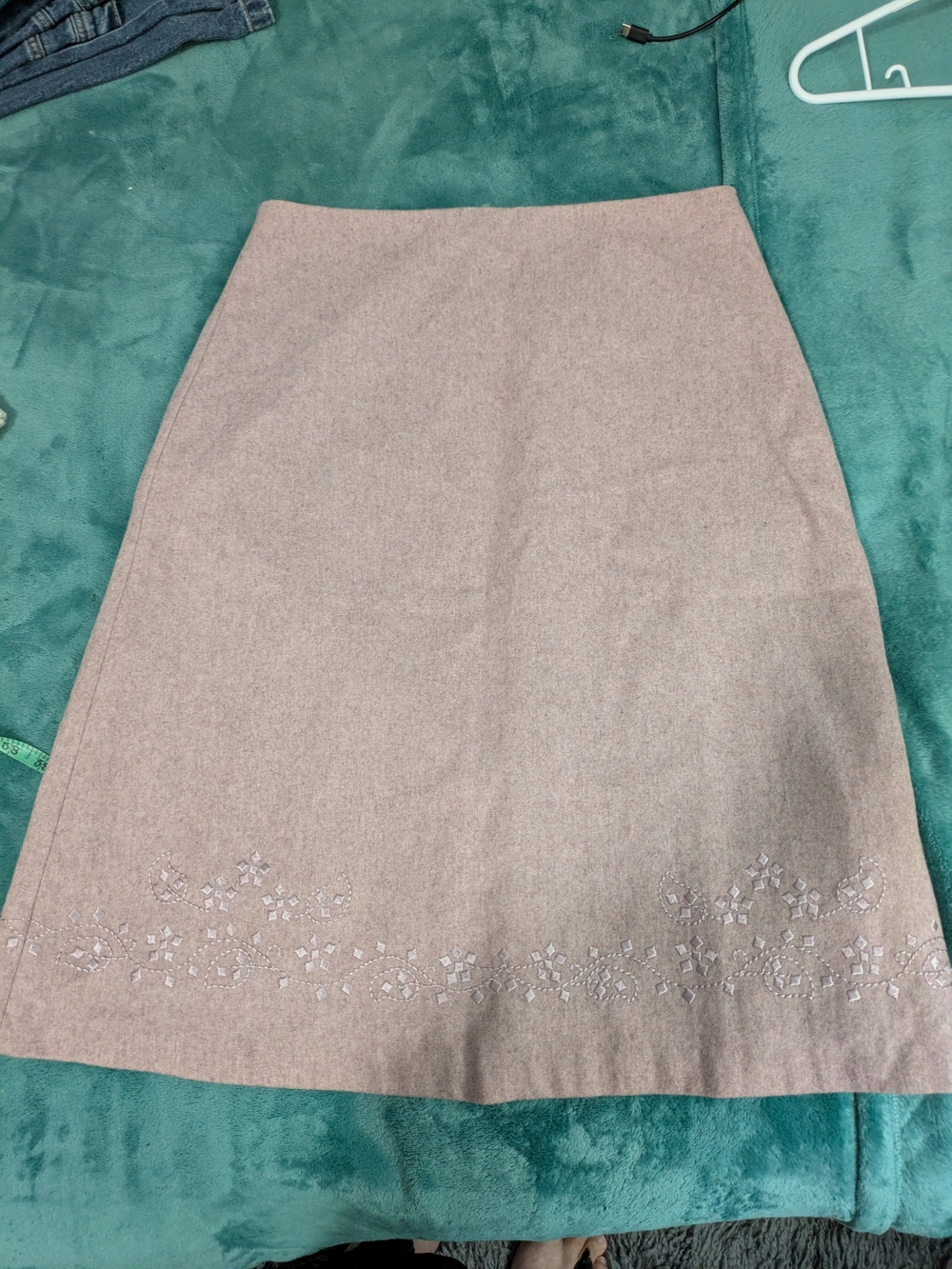 Classic Embroidered A-Line Skirt in Dusty Pink